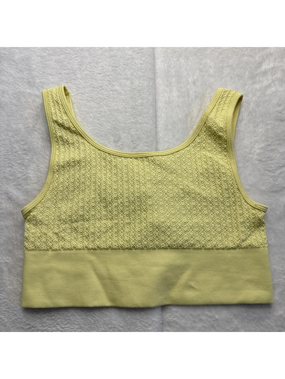Yogalicious Sports Bra Womens Large Yellow Textured Seamless Clara Knit Athletic